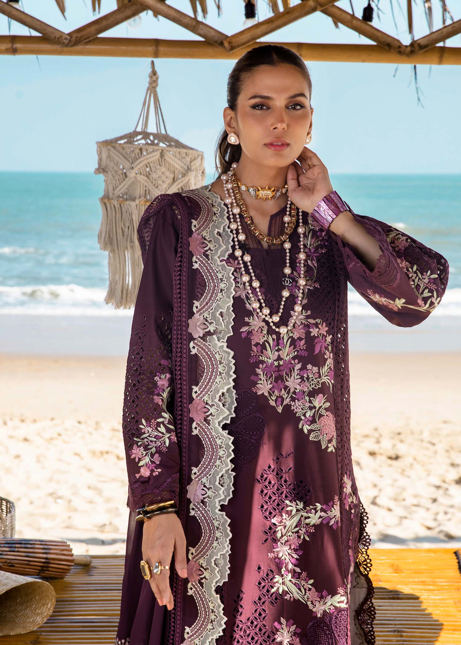 Saira Shakira Embroidered Luxury Lawn Unstitched 3Pc Suit DAHLIA-B Ayla's Atelier